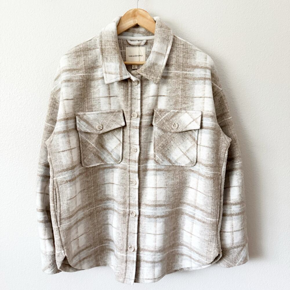 Thread & Supply | Shacket Plaid Oversized Warm Ja… - image 2